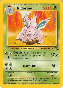 Nidorino 54/130 Uncommon Base Set 2 Pokemon LP - Image 1