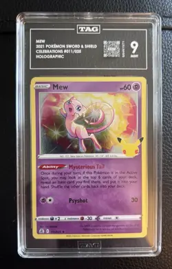 Pokemon TCG Mew 011/025 Celebrations Holo Rare TAG 9 2021 Psychic - Image 1