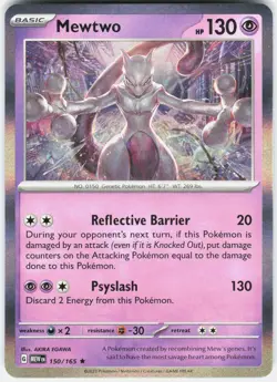 Mewtwo 150/165 Rare 151 Pokemon Holo Near Mint - Image 1