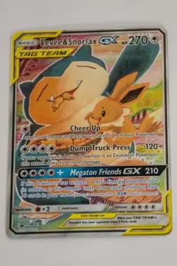 FULL ART Eevee & Snorlax GX ULTRA RARE SM Tag Team Up SM169 Pokemon TCG Promo NM - Image 1