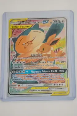 FULL ART Eevee & Snorlax GX ULTRA RARE SM Tag Team Up SM169 Pokemon TCG Promo NM - Image 3