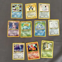 Rare Holographic Pokemon Cards Original Base Set, Standard Cards And Two Folders - Image 1