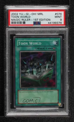 Toon World 1st Ed. YuGiOh Magic Ruler Booster PSA 9 MINT 2002 - Image 1