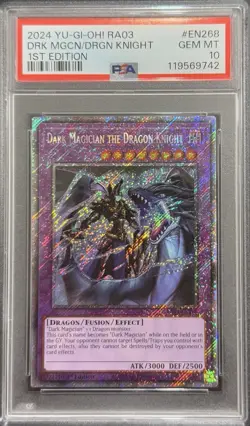 2024 PSA 10 YUGIOH RA03 BONANZA PLATINUM SECRET DARK MAGICIAN THE DRAGON KNIGHT - Image 1