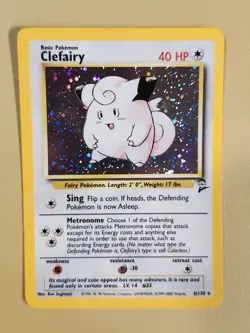 2000 Pokemon 2nd Edition Clefairy Holo "X" top right - see video of Holo & Card - Image 1