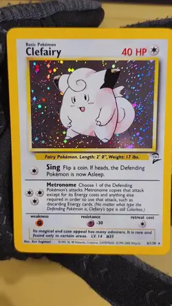 2000 Pokemon 2nd Edition Clefairy Holo "X" top right - see video of Holo & Card - Image 2