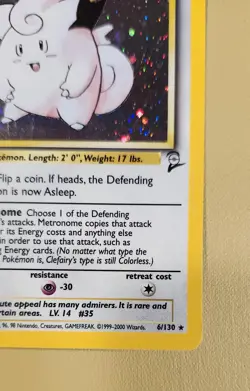 2000 Pokemon 2nd Edition Clefairy Holo "X" top right - see video of Holo & Card - Image 5