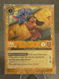 Lilo Escape Artist 25/P2 Promo Gold Glitter Foil Card Lorcana Azurite Sea SEALED - Image 1