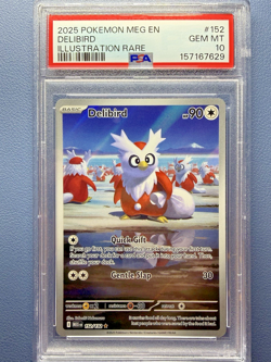 2025 POKEMON MEG EN-MEGA EVOLUTION ILLUSTRATION RARE #152 DELIBIRD PSA 10 - Image 1