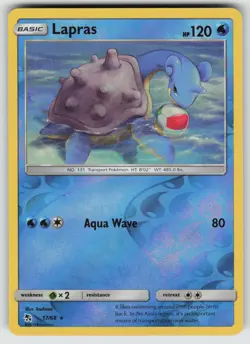 Lapras 17/68 Rare Hidden Fates Pokemon Reverse Holo Near Mint - Image 1
