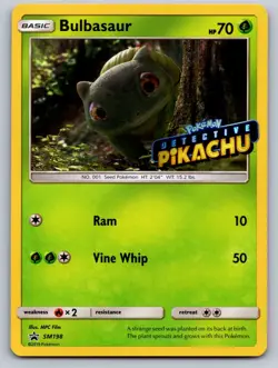 Bulbasaur - (Detective Pikachu Stamped) SM198 Holo Sun & Moon Promo Pokemon NM - Image 1