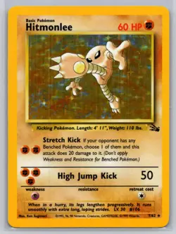 Hitmonlee 7/62 Holo Rare Fossil Pokemon Unlimited Holo Near Mint - Image 1