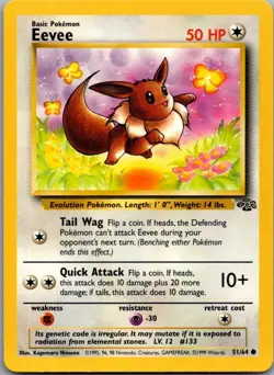 Eevee 51/64 Common Jungle Pokemon Unlimited Moderately Played - Image 2