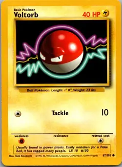 Voltorb 67/102 Common Base Set Unlimited Pokemon Moderately Played - Image 2