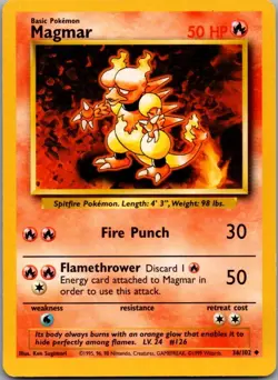 Magmar 36/102 Uncommon Base Set Unlimited Pokemon Moderately Played - Image 2