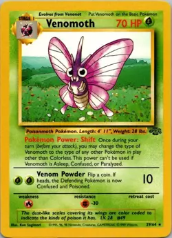 Venomoth 29/64 Rare Jungle Pokemon Unlimited Moderately Played - Image 2