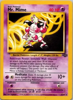 Mr. Mime 22/64 Rare Jungle Pokemon Unlimited Moderately Played - Image 2