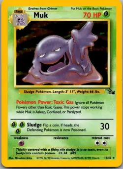 Muk 13/62 Holo Rare Fossil Pokemon Unlimited Holo Moderately Played - Image 2