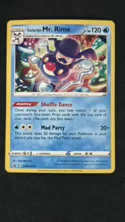 Pokemon Card Galarian Mr. Rime SWSH079 Black Star Promo Cosmo Holo Near Mint - Image 1