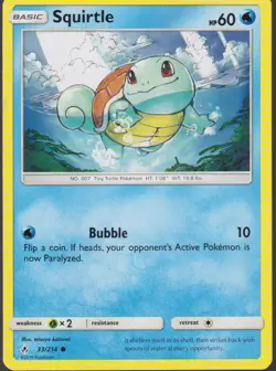 Squirtle Common Sun Moon Unbroken Bonds 33/214 Pokemon Trading Card TCG - Image 1