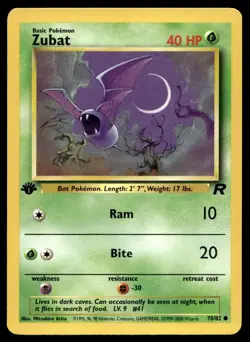Zubat 70/82 Pokemon Card Team Rocket 1st Edition Common 40 HP LP AJ - Image 1