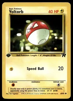 Voltorb 69/82 Pokemon Card Team Rocket 1st Ed Common 40 HP Lightly Played C60 - Image 1