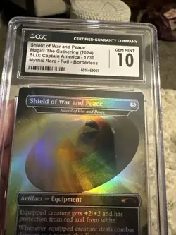 🔥Shield Of War And Peace FOIL Borderless Marvel MTG Secret Lair CGC Gem Mint 10 - Image 4