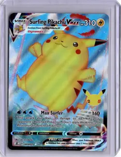 Surfing Pikachu Vmax 009/025 Celebrations 25th Full Art Pokemon Card - Image 1