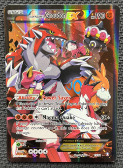 Team Magma's Groudon EX Double Crisis Pokemon Card 15/34 Full Art Holo Rare 2015 - Image 1