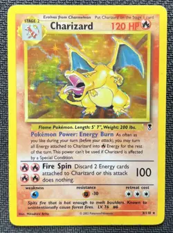 Charizard Legendary Coll. Pokemon Card 2002 Holo Rare 3/110 - Image 1