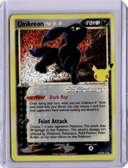 Umbreon Gold Star Celebrations Classic Collection Pokemon 17/17 Holo Card - Image 1