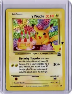 Birthday Pikachu Celebrations Classic Collection Pokemon Card 24 2021 Holo - Image 1