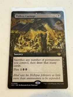 mtg borderless Pitiless Carnage with plot, Outlaws of Thunder Junction, unplayed - Image 1