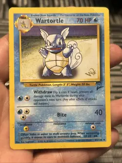 Pokemon TCG Wartortle 63/130 Base Set 2 Gold W Stamped Wotc 2000 Promo- DMG - Image 1
