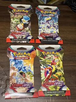 4x Pokemon Scarlet and Violet Booster Packs Complete Art Set 2023 820650853258 - Image 1