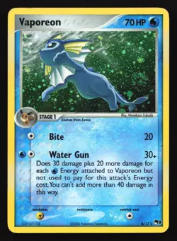 Pokemon Vaporeon 6/17 POP Series 3 Promo Holo Rare HP/DMG - SWIRL - Image 1