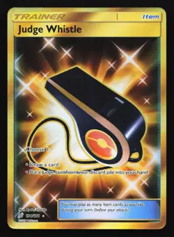 Pokemon Judge Whistle 194/181 SM Team Up Gold Secret Rare Full Art Holo LP - Image 1
