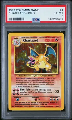 PSA 6 Pokemon TCG Charizard 004/102 Base Set Holo - Image 1