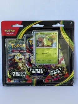 3-Pack Blister (Chikorita) Perfect Order ME03 Pokemon TCG In Hand - Image 1