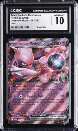 2025 POKEMON DESTINED RIVALS - HOLO TEAM ROCKET'S MEWTWO EX CGC 10 GEM MINT - Image 1