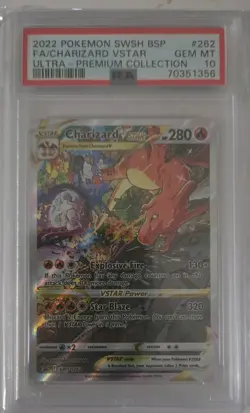 2022 POKEMON SWSH BLACK STAR PROMO #262 FULL ART/CHARIZARD VSTAR PSA 10 - Image 1