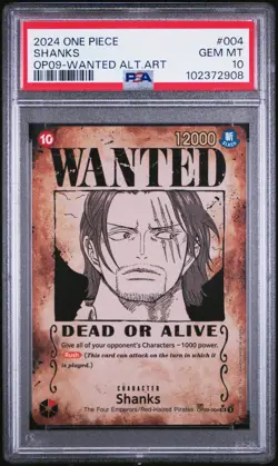 2024 One Piece English Shanks OP09-004 Wanted Poster Alt Art PSA 10 💎 - Image 1