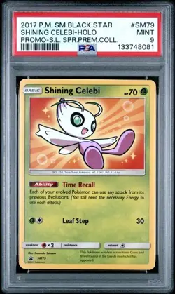 2017 POKEMON SM BLACK STAR PROMO #SM79 SHINING CELEBI-HOLO PSA 9 - Image 1
