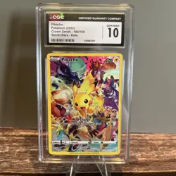 2023 POKEMON CROWN ZENITH SECRET RARE, HOLO #160 PIKACHU CGC 10 GEM MINT - Image 1