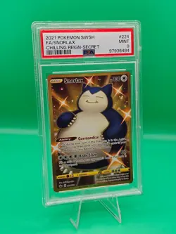 2021 Pokemon Sword & Shield Full Art Snorlax Chilling Reign Secret #224 PSA 9 - Image 1