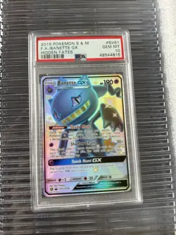 2019 POKEMON SUN & MOON HIDDEN FATES SV61 FULL ART/BANETTE GX PSA 10 Card - Image 1