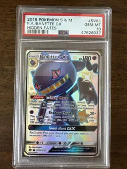 2019 POKEMON SUN & MOON HIDDEN FATES #SV61 FULL ART/BANETTE GX PSA 10 - Image 1