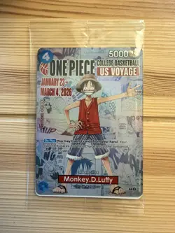 One Piece Monkey D. Luffy US Voyage College Basketball Promo Card Gonzaga SEALED - Image 1