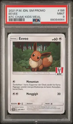 Eevee KFC Promo 186/SM-P PSA 9 Limited 2021 Pokemon Cards Indonesian - Image 1