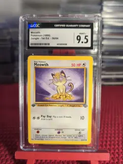 SGC 9.5 Non-Holo 1st Edition Meowth Pokemon Card Jungle 56/64 - Image 1